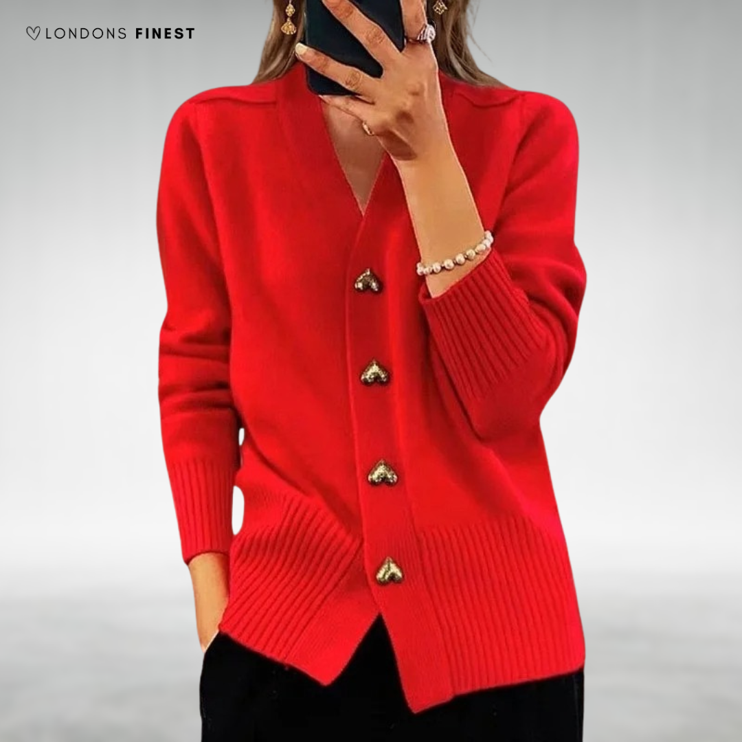Mara™ Elegant Heart Button Cardigan