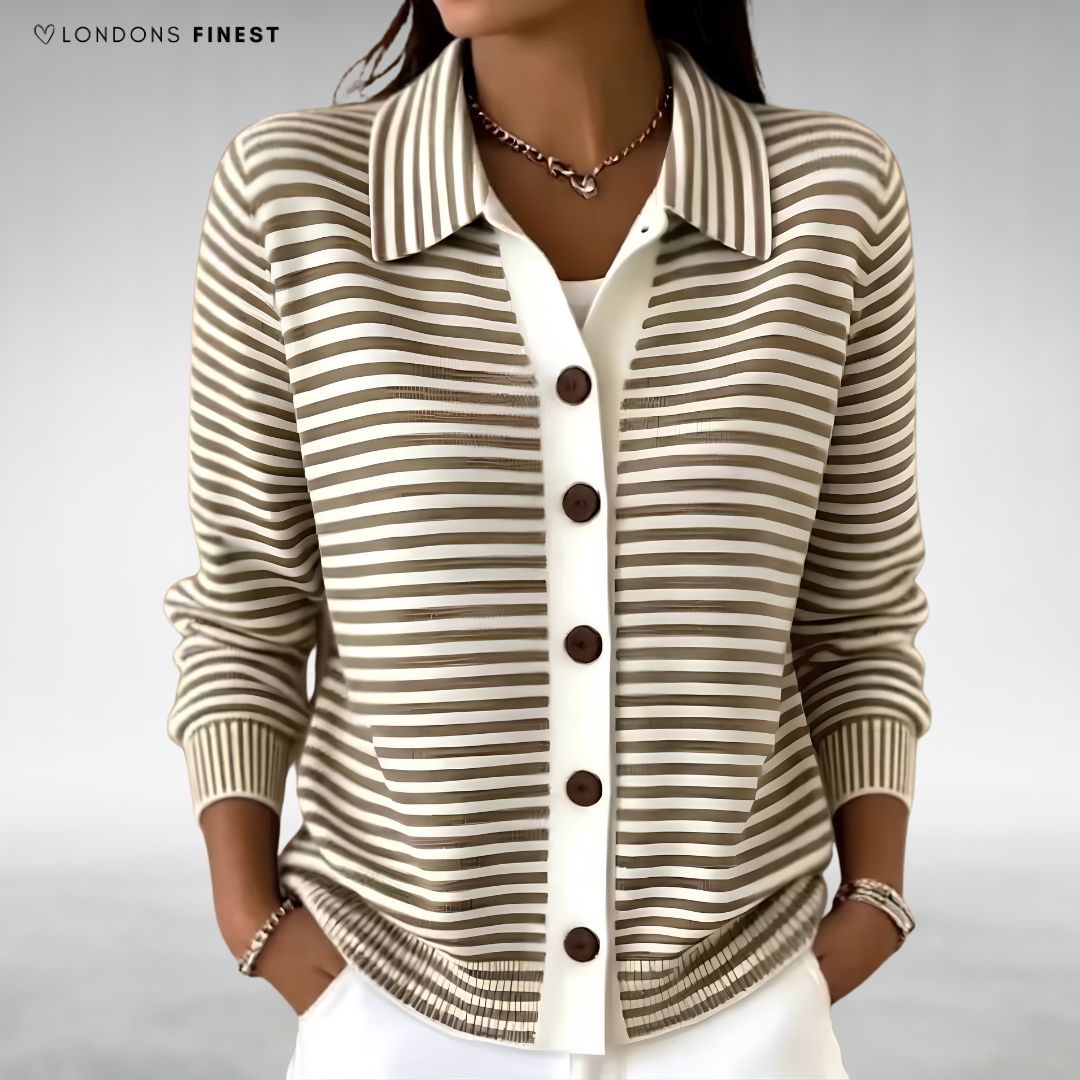 Ofelia Striped Button-Up Cardigan