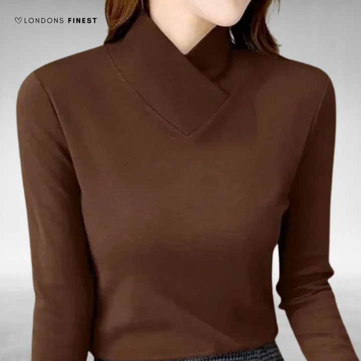 Lourdes™ Elegant Wrap Collar Sweater