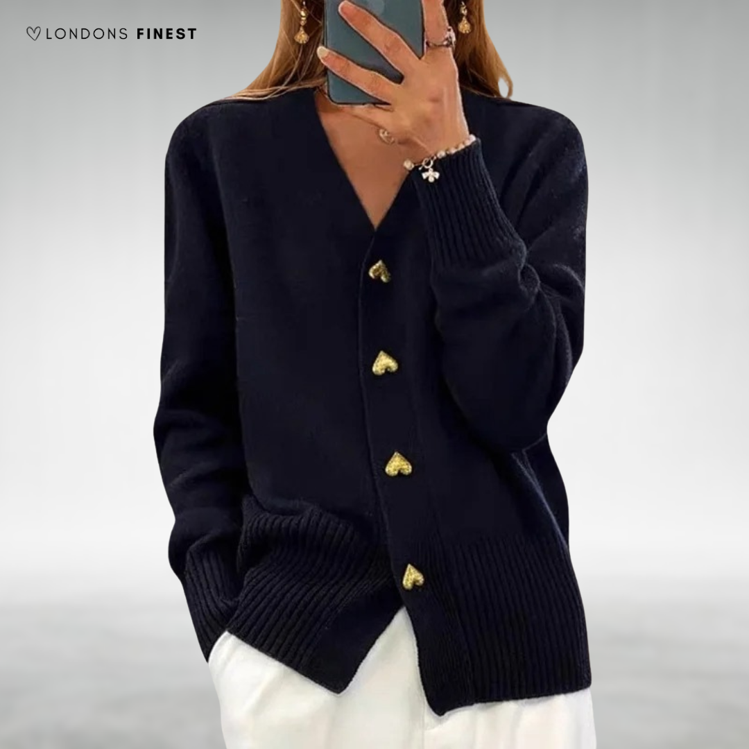Mara™ Elegant Heart Button Cardigan