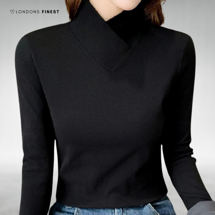 Lourdes™ Elegant Wrap Collar Sweater