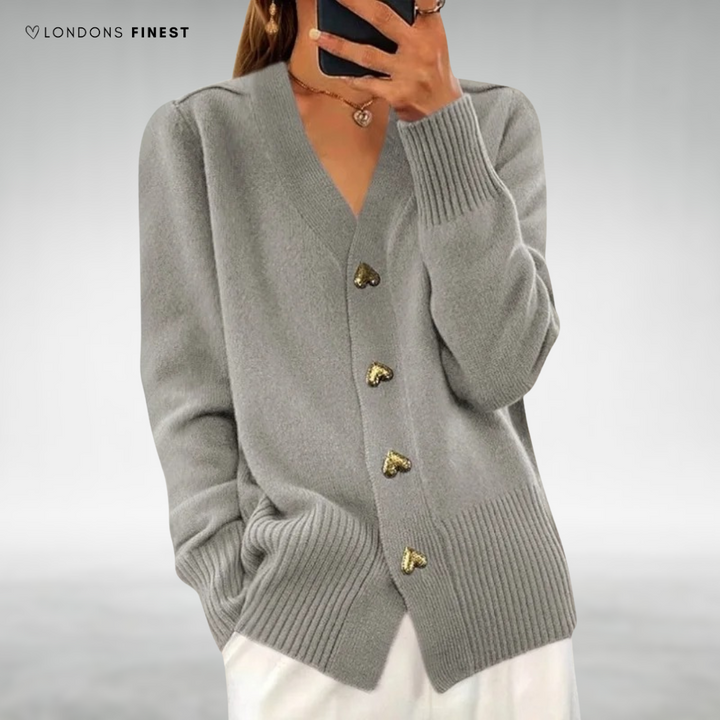 Mara™ Elegant Heart Button Cardigan