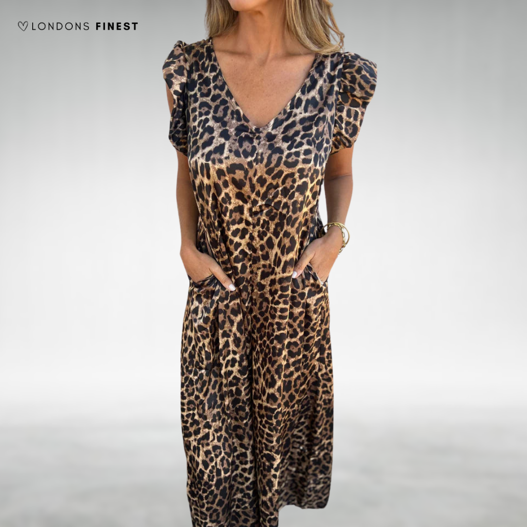 Helene™ Elegant Leopard Maxi Dress