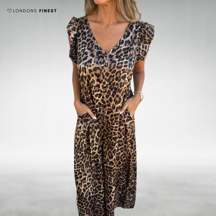 Helene™ Elegant Leopard Maxi Dress