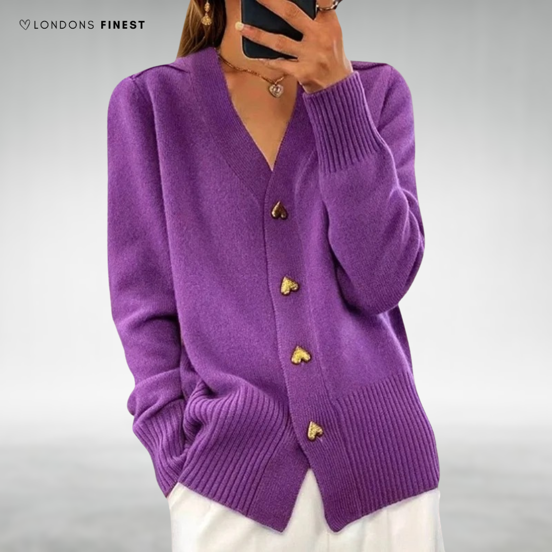 Mara™ Elegant Heart Button Cardigan