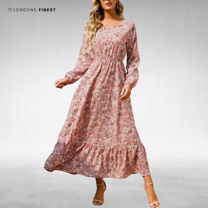 Loraine™ Floral Long Sleeve Midi Dress